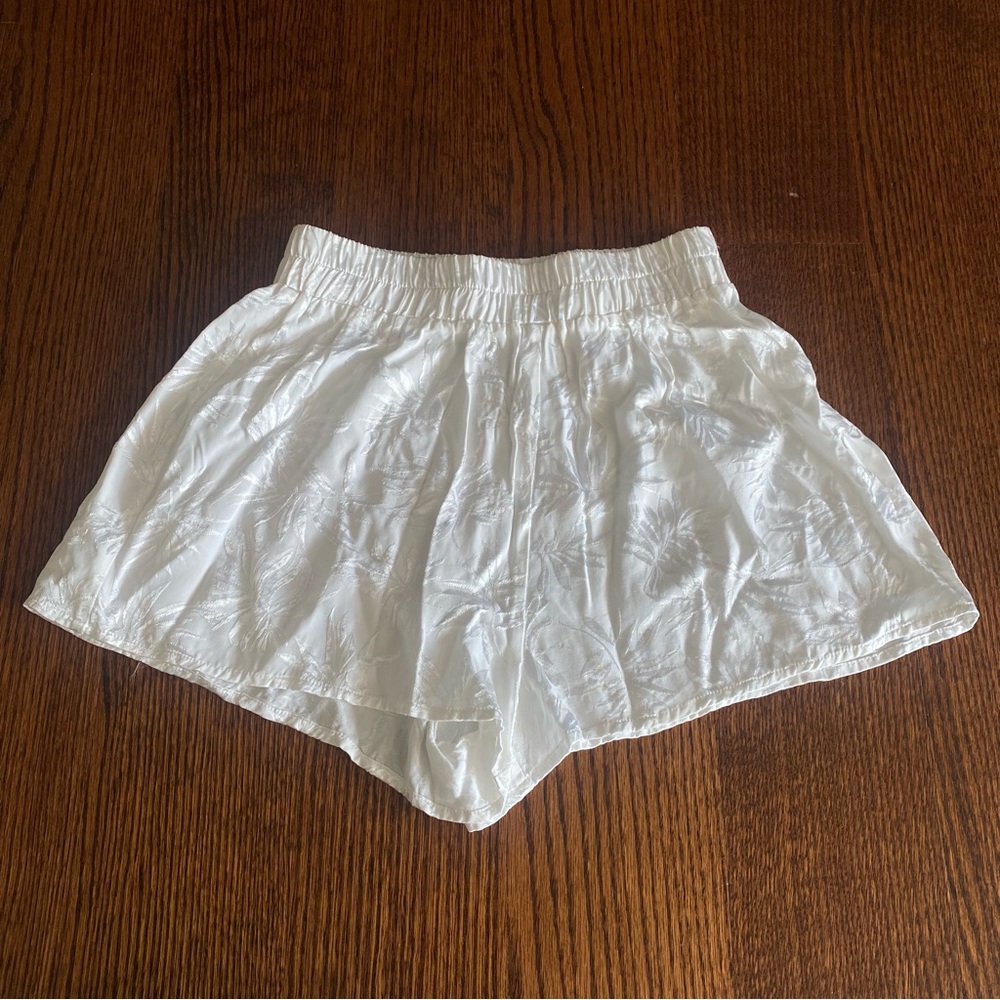 White Satin Printed Shorts